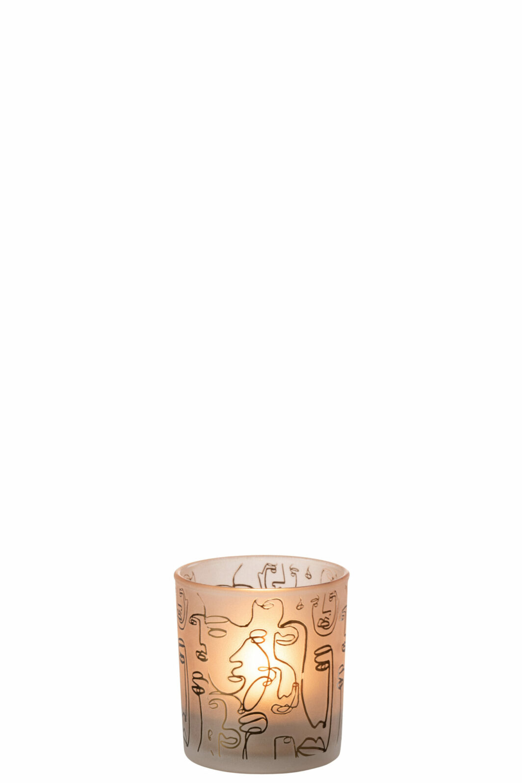 Photophore Happy faces verre beige S – Image 2