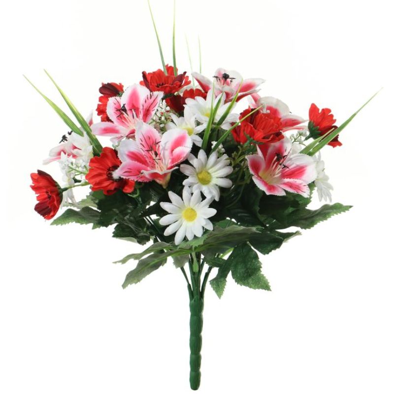 Bouquet pavot/altroemeria rouge/blanc